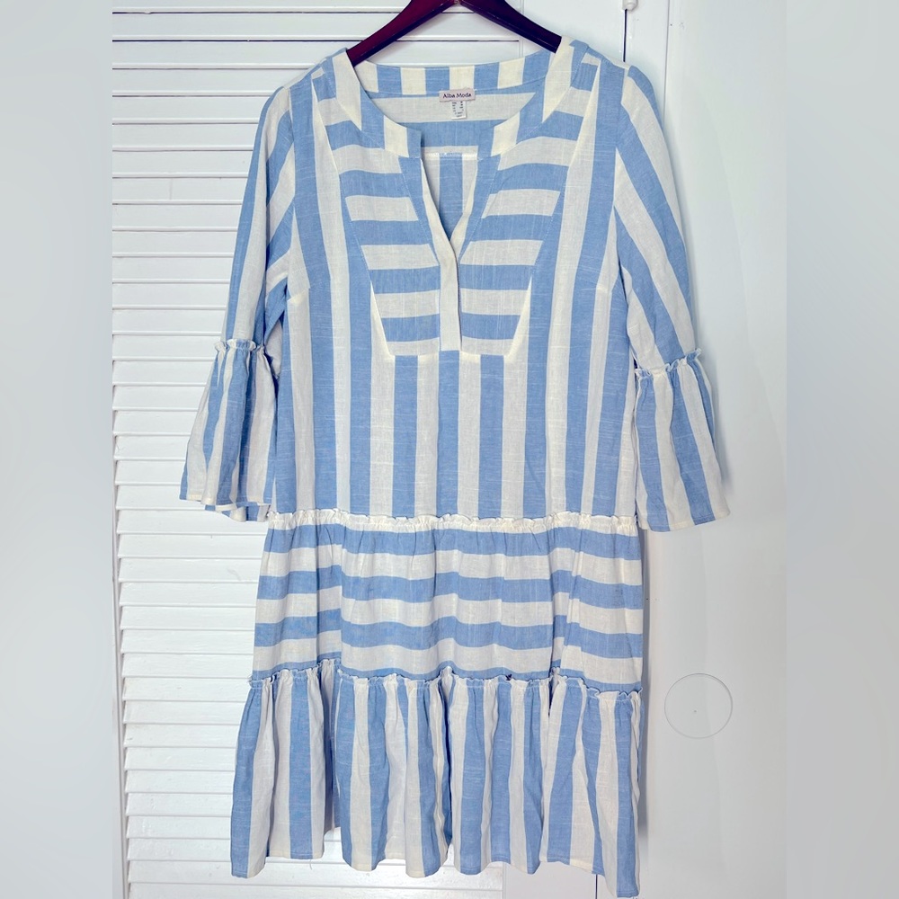 Nautical Dress with stripes, blue white, M, Alba Moda, NWT
